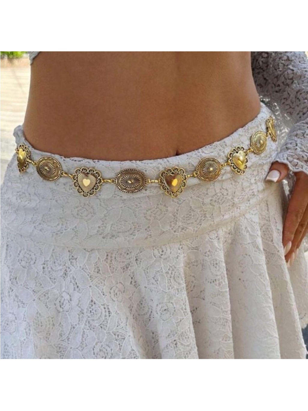 Gold Heart Chain Belt New 44”